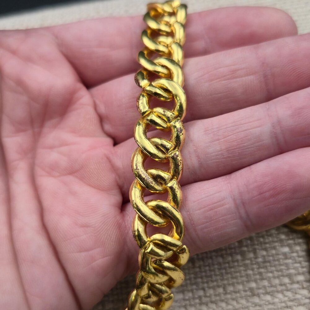 20 Inch Gold Plated Never Give Up Pendant Bling Necklace B983 - Picture 7 of 10